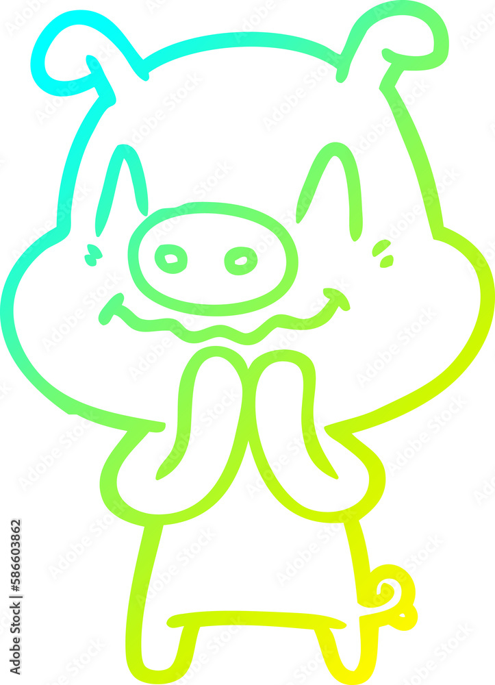 cold gradient line drawing nervous cartoon pig cold gradient line drawing nervous cartoon pig