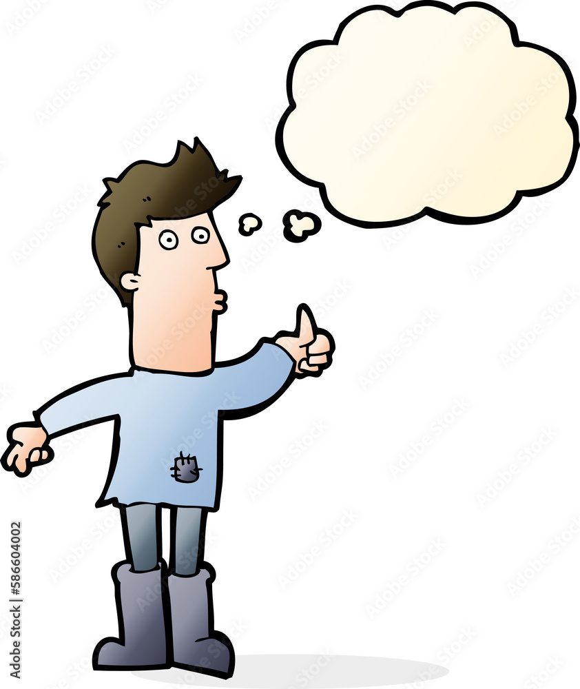 cartoon poor man with thought bubble cartoon poor man with thought bubble
