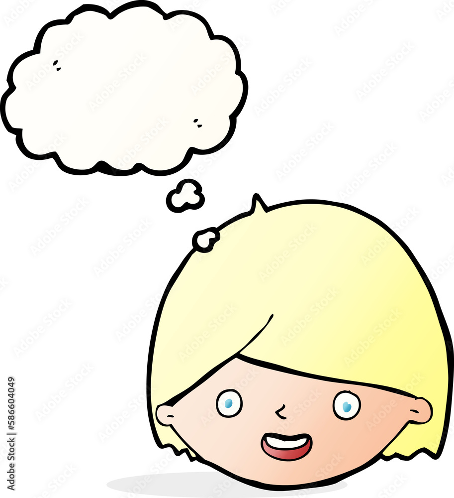 cartoon happy face with thought bubble cartoon happy face with thought bubble