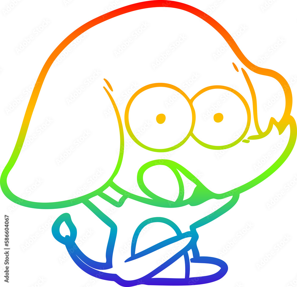 Obraz premium rainbow gradient line drawing cute cartoon elephant