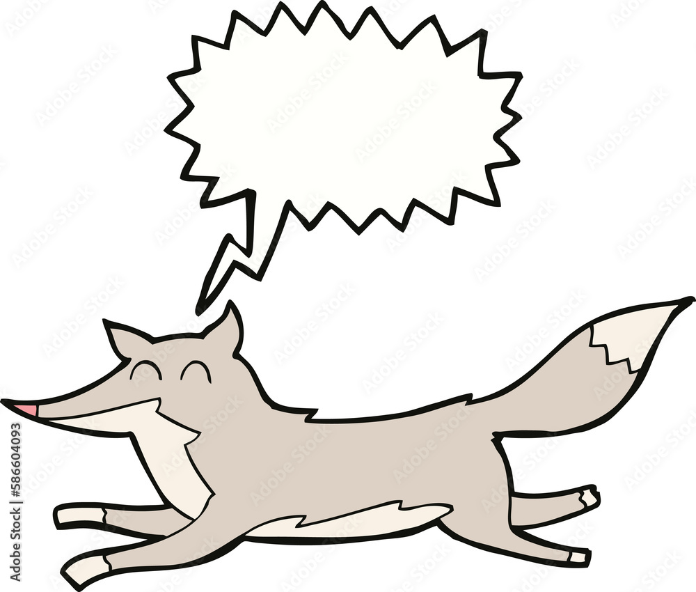 cartoon running wolf with speech bubble cartoon running wolf with speech bubble