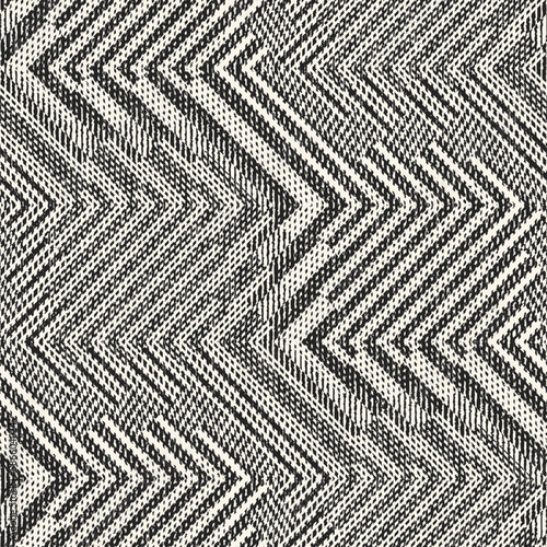 Monochrome Irregularly Woven Effect Textured Zigzag Pattern