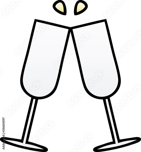 Wallpaper Mural gradient shaded cartoon clinking champagne flutes Torontodigital.ca