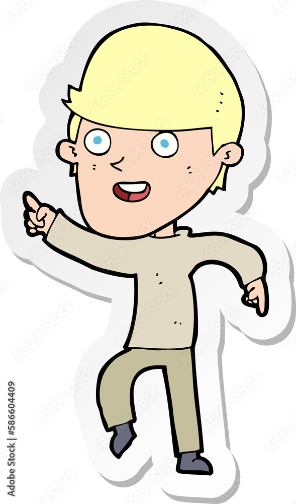 sticker of a cartoon happy man sticker of a cartoon happy man