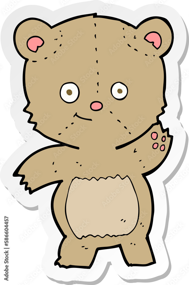 sticker of a cartoon waving teddy bear sticker of a cartoon waving teddy bear