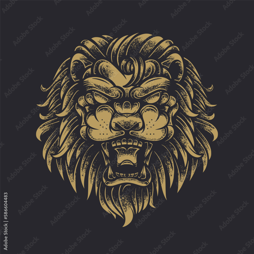 Lion Head Rough Hand-Drawn