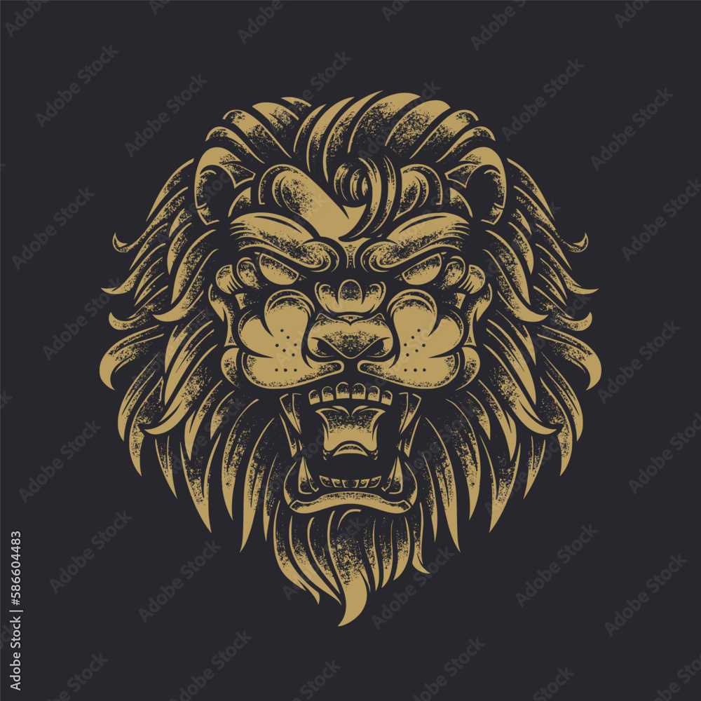 Fototapeta premium Lion Head Rough Hand-Drawn