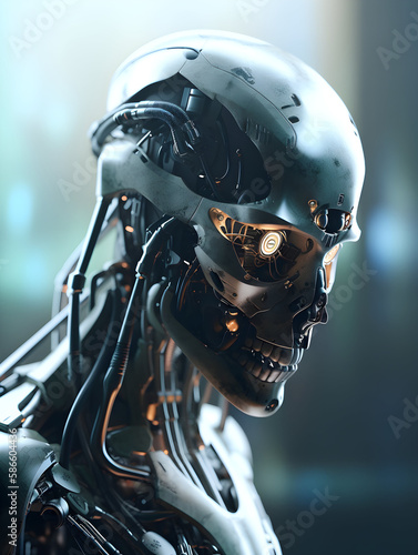 A Humanoid Cyborg Robot Created by Generative AI