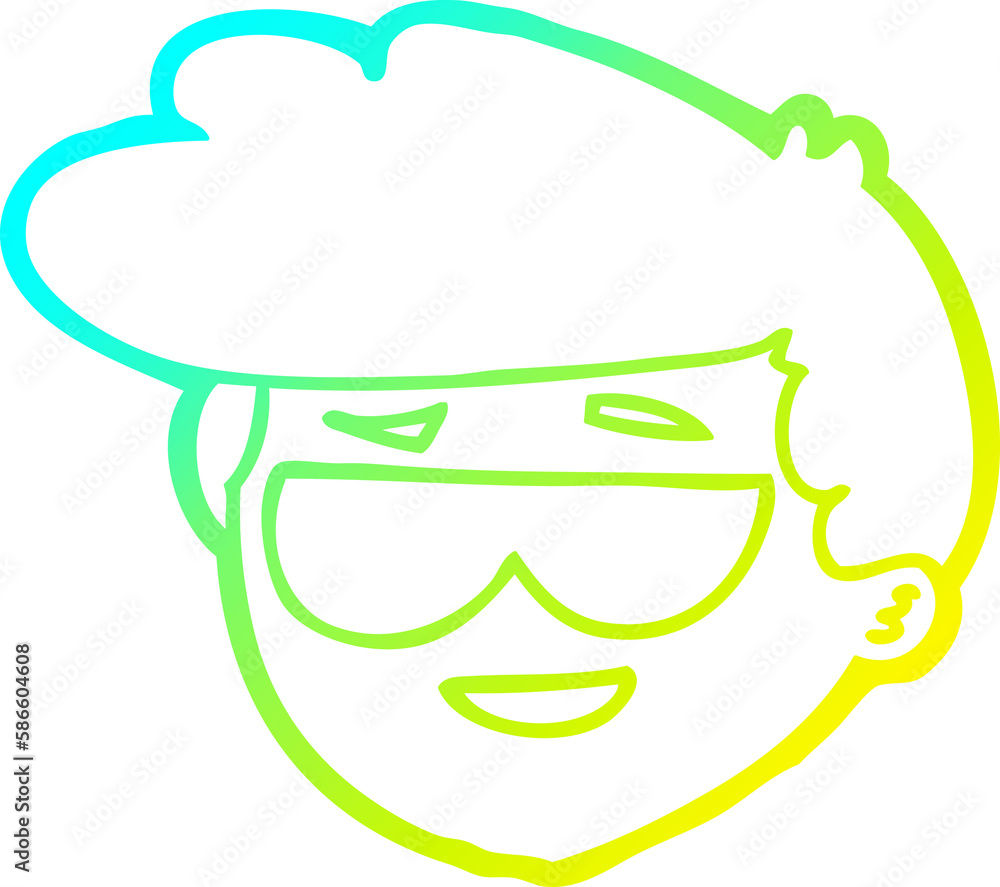 cold gradient line drawing cartoon boy wearing sunglasses cold gradient line drawing cartoon boy wearing sunglasses
