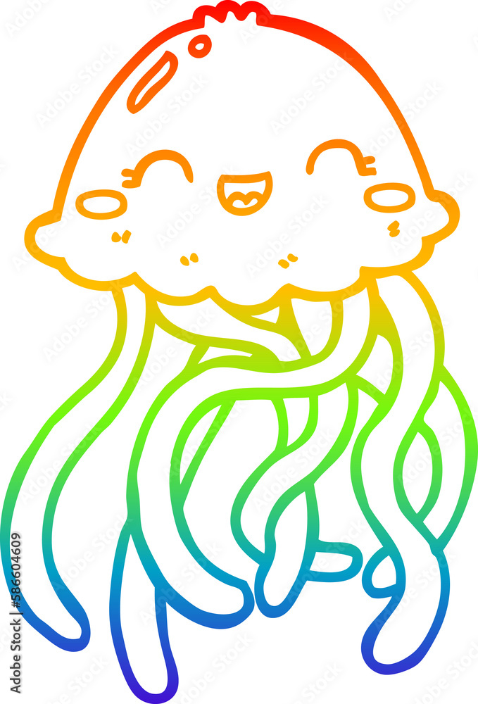 rainbow gradient line drawing cute cartoon jellyfish rainbow gradient line drawing cute cartoon jellyfish