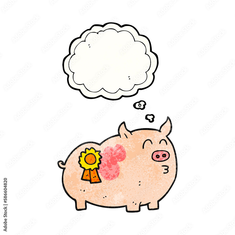 thought bubble textured cartoon prize winning pig thought bubble textured cartoon prize winning pig