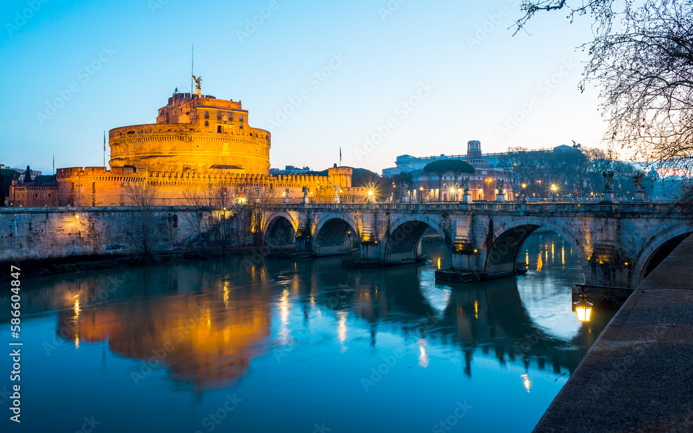 Angel Castle with bridge in Rome, Italy