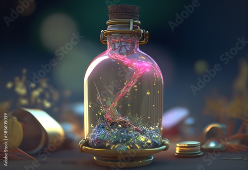 glass bottle,digital illustration generative AI