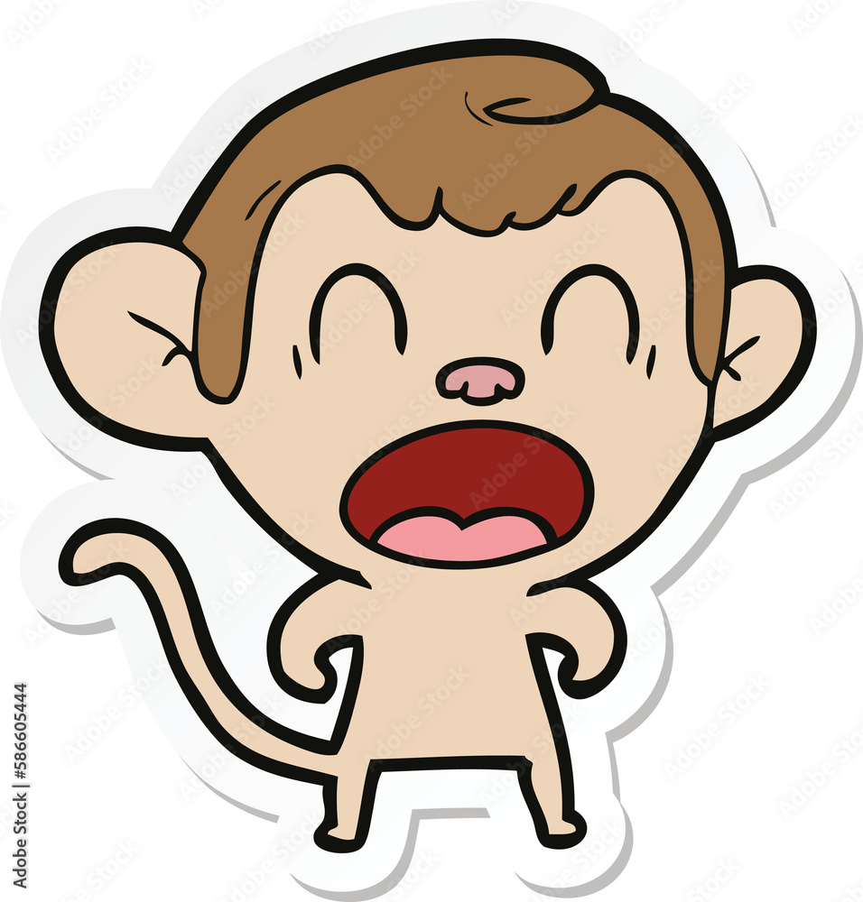 sticker of a shouting cartoon monkey sticker of a shouting cartoon monkey