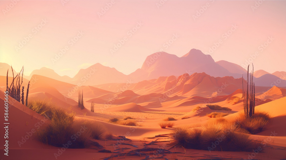 AI Generated photos of natural desert time 