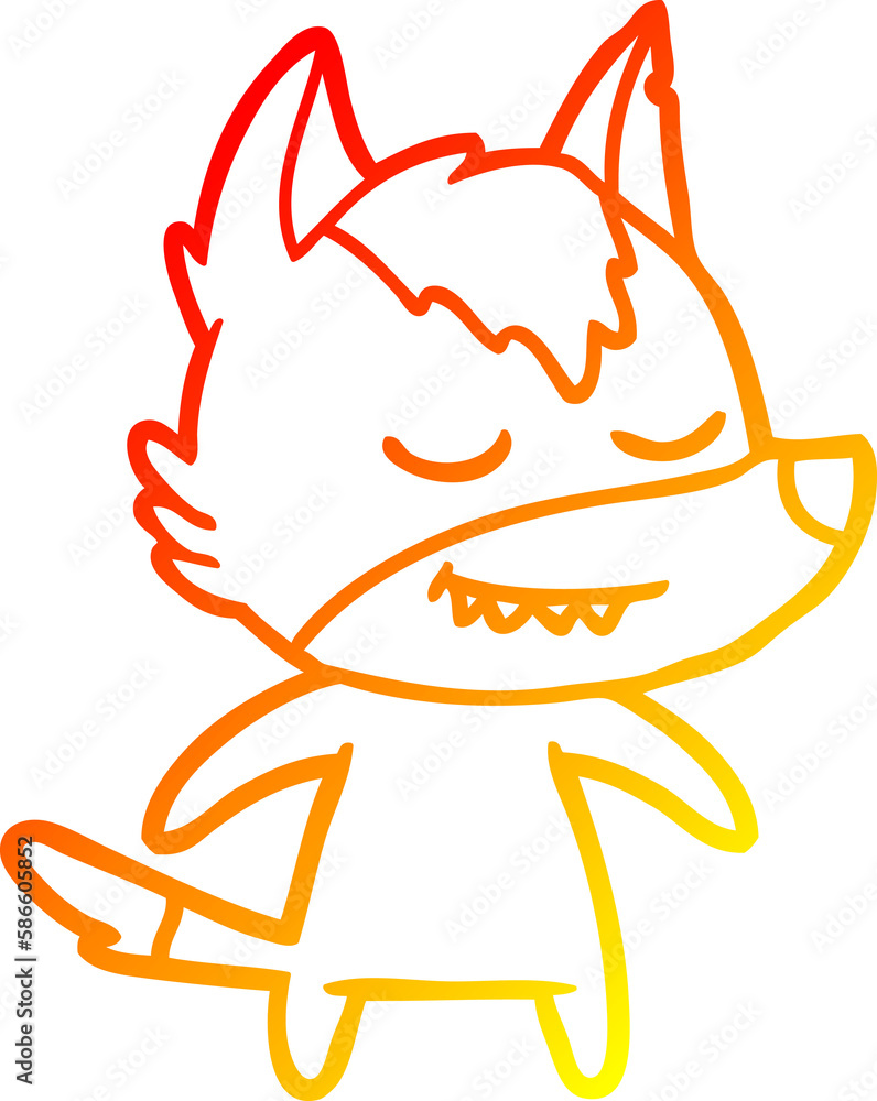warm gradient line drawing friendly cartoon wolf warm gradient line drawing friendly cartoon wolf