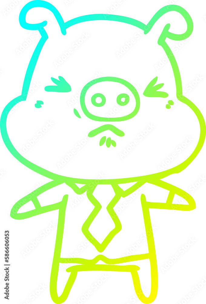 cold gradient line drawing cartoon angry pig in shirt and tie cold gradient line drawing cartoon angry pig in shirt and tie
