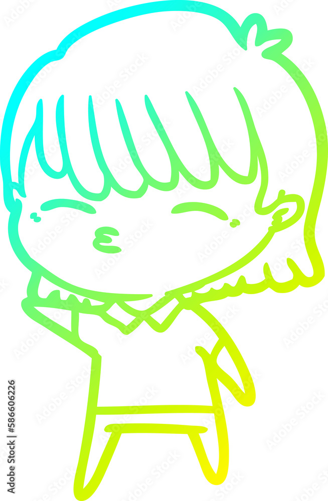 cold gradient line drawing cartoon woman cold gradient line drawing cartoon woman