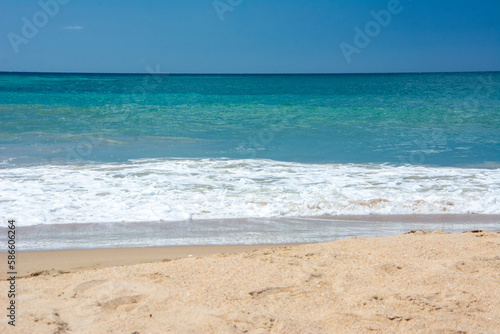 Sea view from the shore. blue sea. tropical sea. Beach. Walk along the shore of the beach.