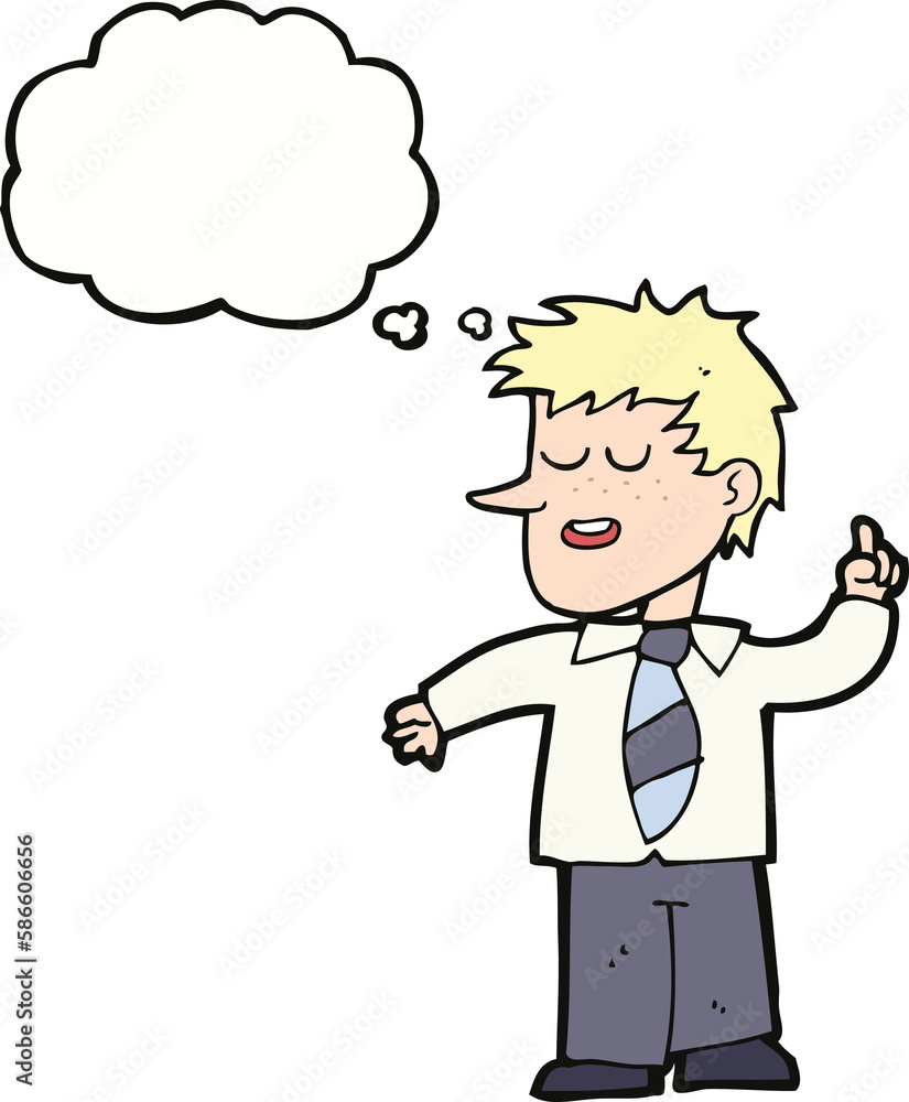 cartoon man with good idea with thought bubble cartoon man with good idea with thought bubble