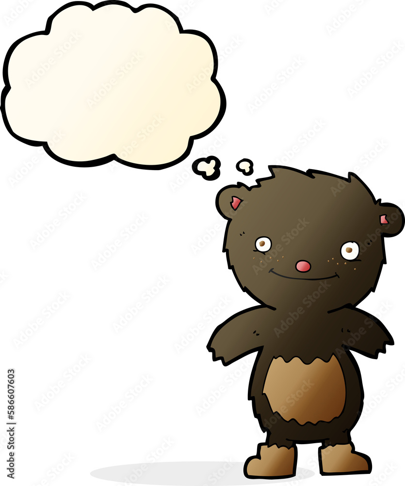 cartoon teddy black bear wearing boots with thought bubble cartoon teddy black bear wearing boots with thought bubble