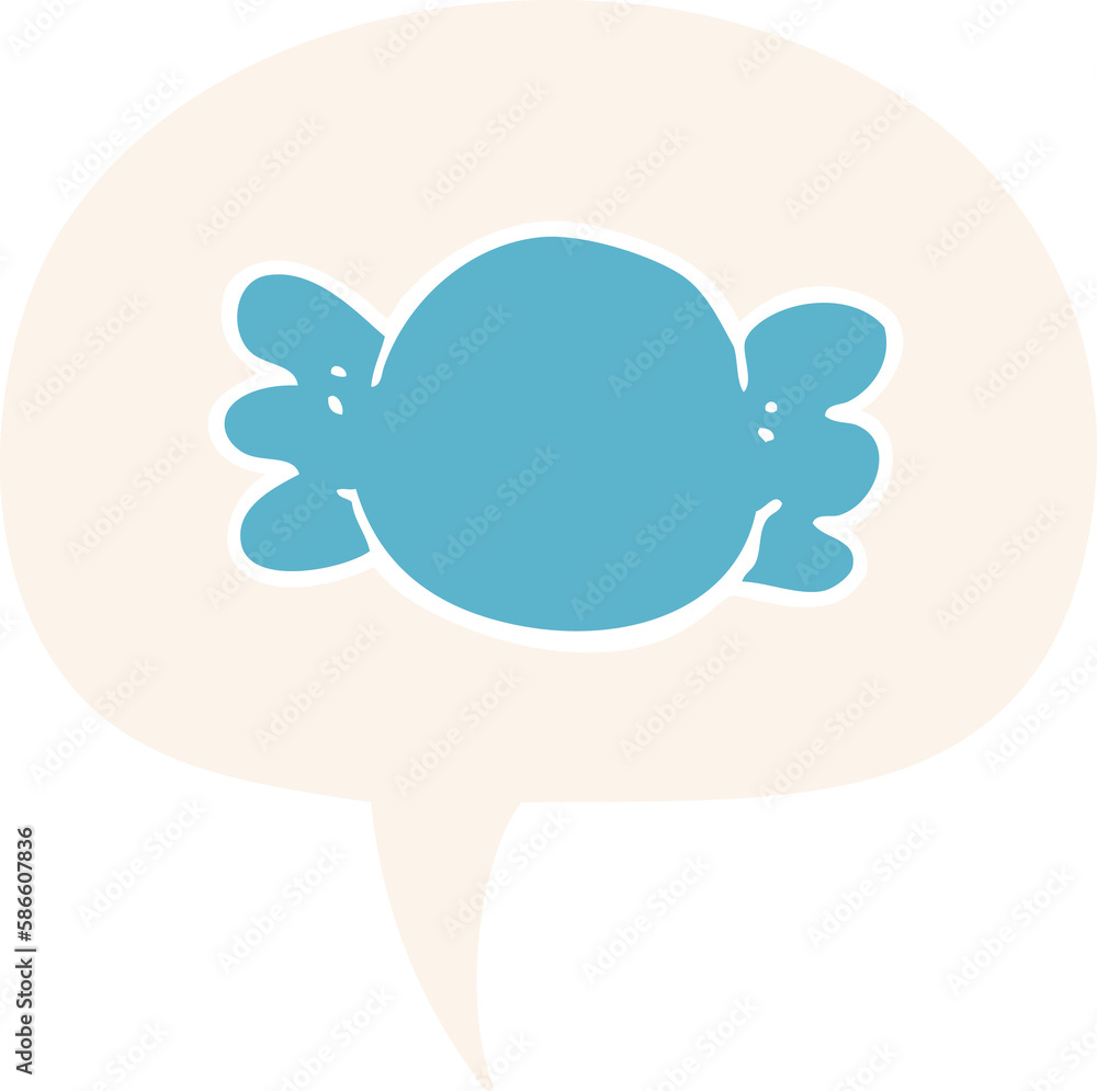 cartoon wrapped candy and speech bubble in retro style cartoon wrapped candy and speech bubble in retro style
