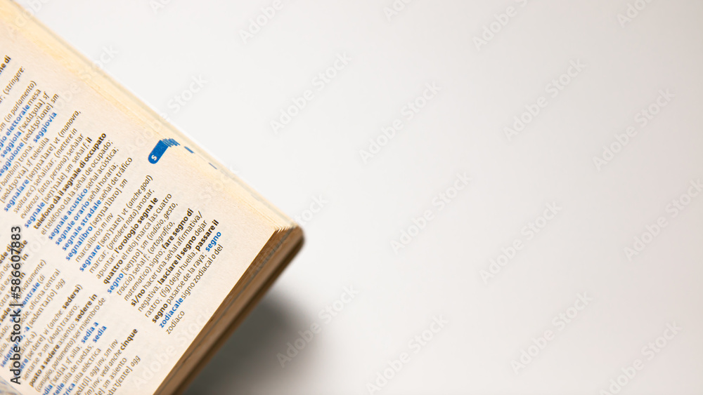 Close up of a book on a white background with space for text Close up of a book on a white background with space for text