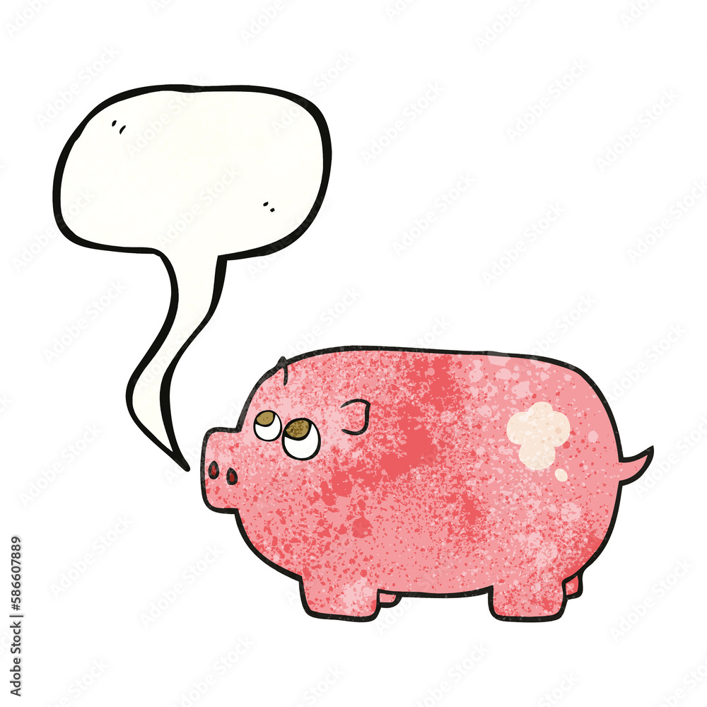 speech bubble textured cartoon piggy bank speech bubble textured cartoon piggy bank