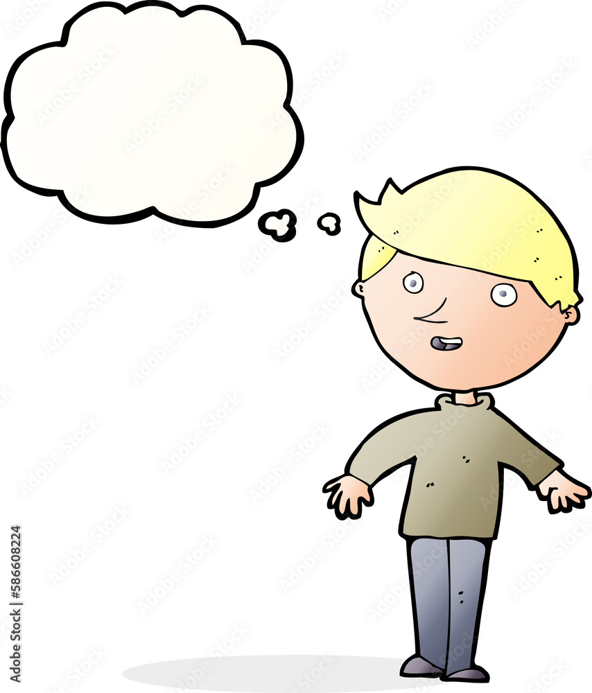 cartoon happy man with thought bubble cartoon happy man with thought bubble