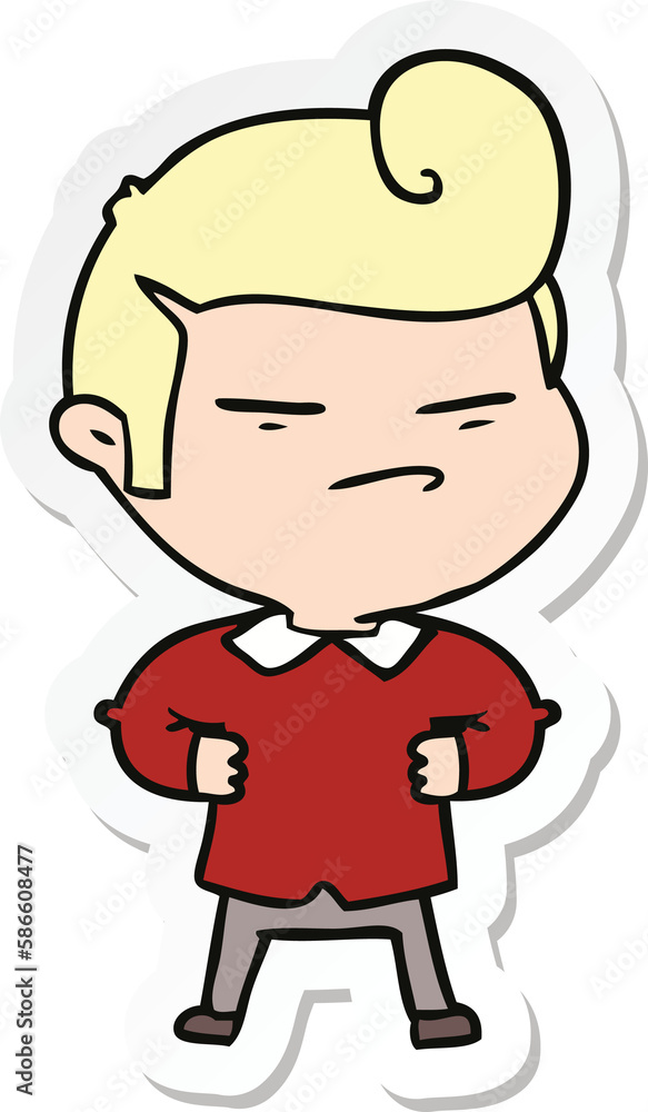 sticker of a cartoon cool guy with fashion hair cut sticker of a cartoon cool guy with fashion hair cut