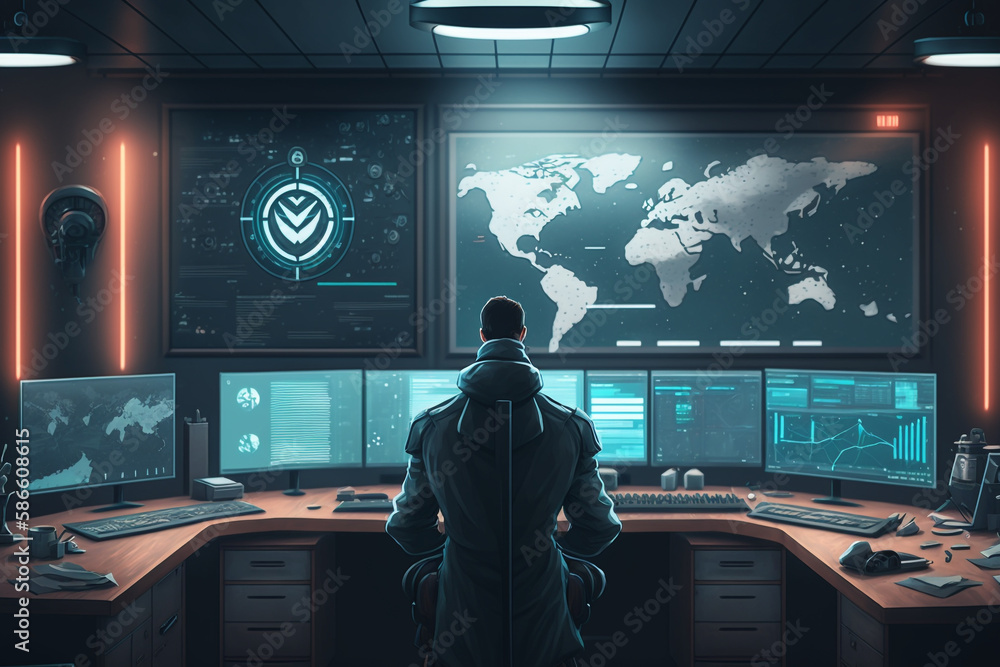 Intelligence department, spy game, screens, futuristic, data analysts, Generative AI Intelligence department, spy game, screens, futuristic, data analysts, Generative AI