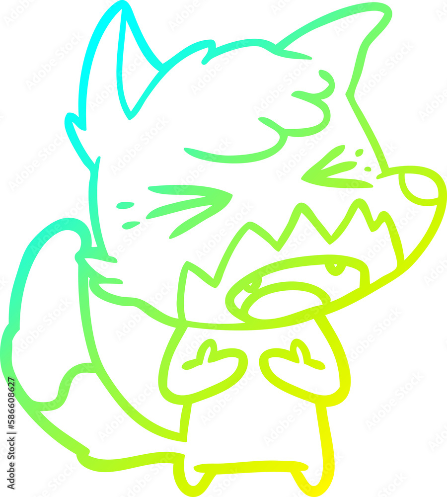 cold gradient line drawing angry cartoon fox cold gradient line drawing angry cartoon fox