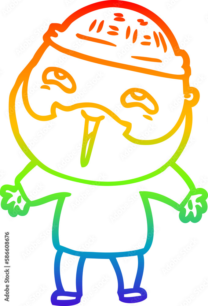 rainbow gradient line drawing cartoon happy bearded man rainbow gradient line drawing cartoon happy bearded man