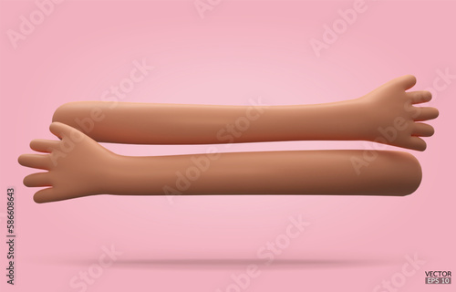 Simple 3D Hugging hands. Arm embrace, Hug icons vector logo design template For Card, Love & Happy valentines day concept. 3D Vector illustration.