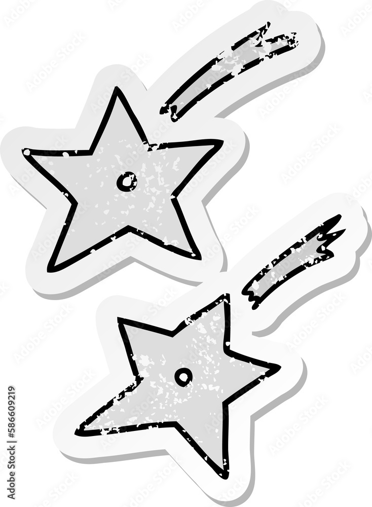 distressed sticker cartoon doodle of ninja throwing stars distressed sticker cartoon doodle of ninja throwing stars