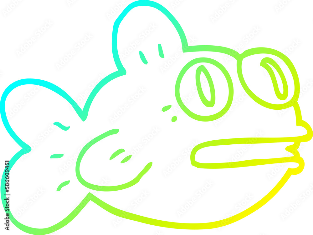 Fototapeta premium cold gradient line drawing cartoon fish