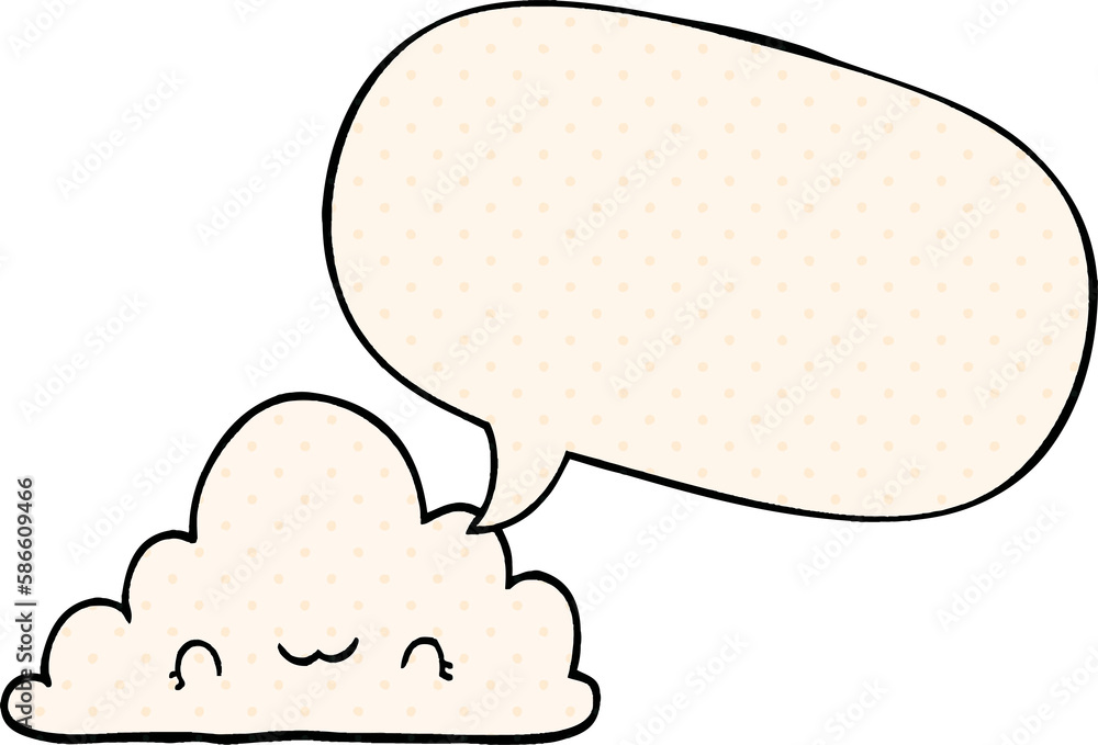 cute cartoon cloud and speech bubble in comic book style cute cartoon cloud and speech bubble in comic book style