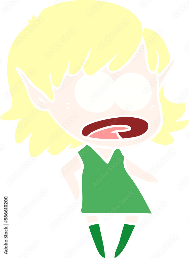 flat color style cartoon shocked elf girl flat color style cartoon shocked elf girl