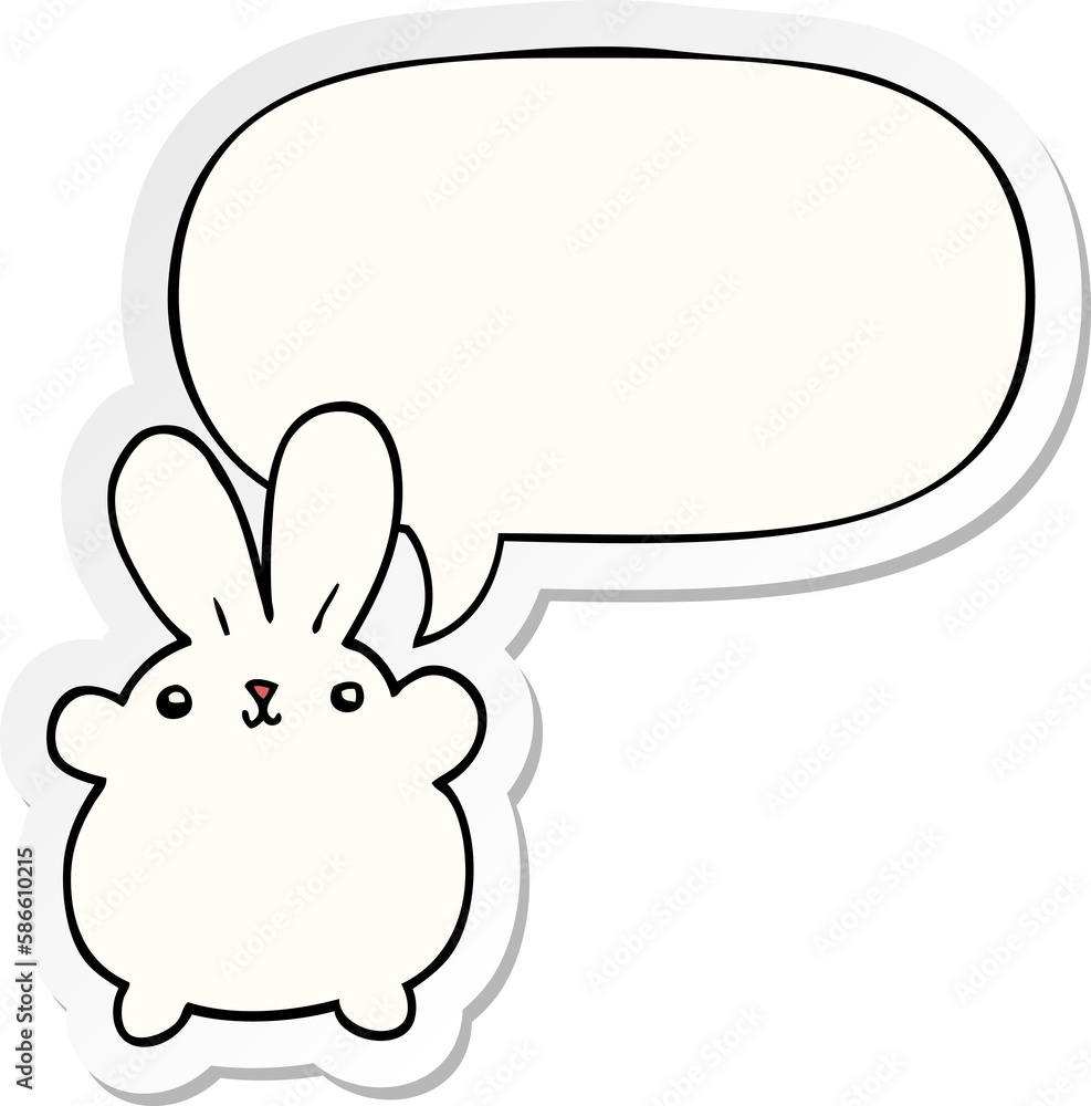 cute cartoon rabbit and speech bubble sticker cute cartoon rabbit and speech bubble sticker