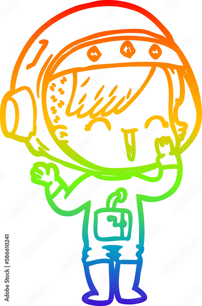 rainbow gradient line drawing cartoon laughing astronaut girl rainbow gradient line drawing cartoon laughing astronaut girl