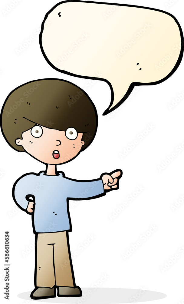 cartoon pointing boy with speech bubble cartoon pointing boy with speech bubble