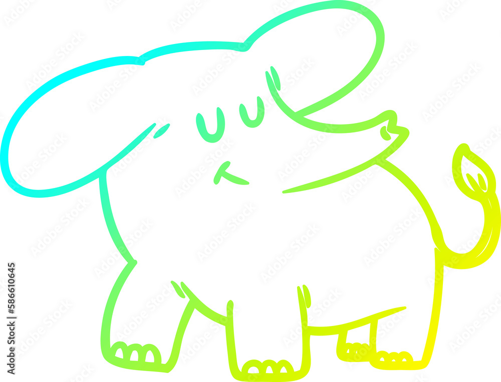 cold gradient line drawing cartoon elephant cold gradient line drawing cartoon elephant