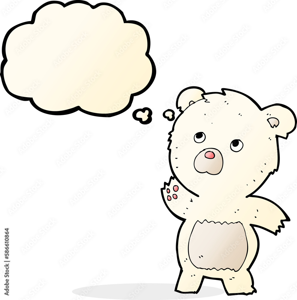 cartoon curious polar bear with thought bubble cartoon curious polar bear with thought bubble