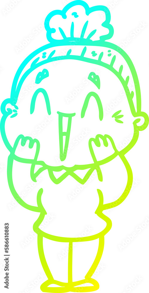 cold gradient line drawing cartoon happy old lady cold gradient line drawing cartoon happy old lady