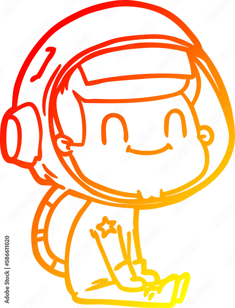 warm gradient line drawing happy cartoon astronaut warm gradient line drawing happy cartoon astronaut