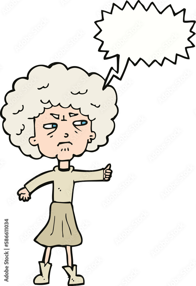 cartoon annoyed old woman with speech bubble cartoon annoyed old woman with speech bubble