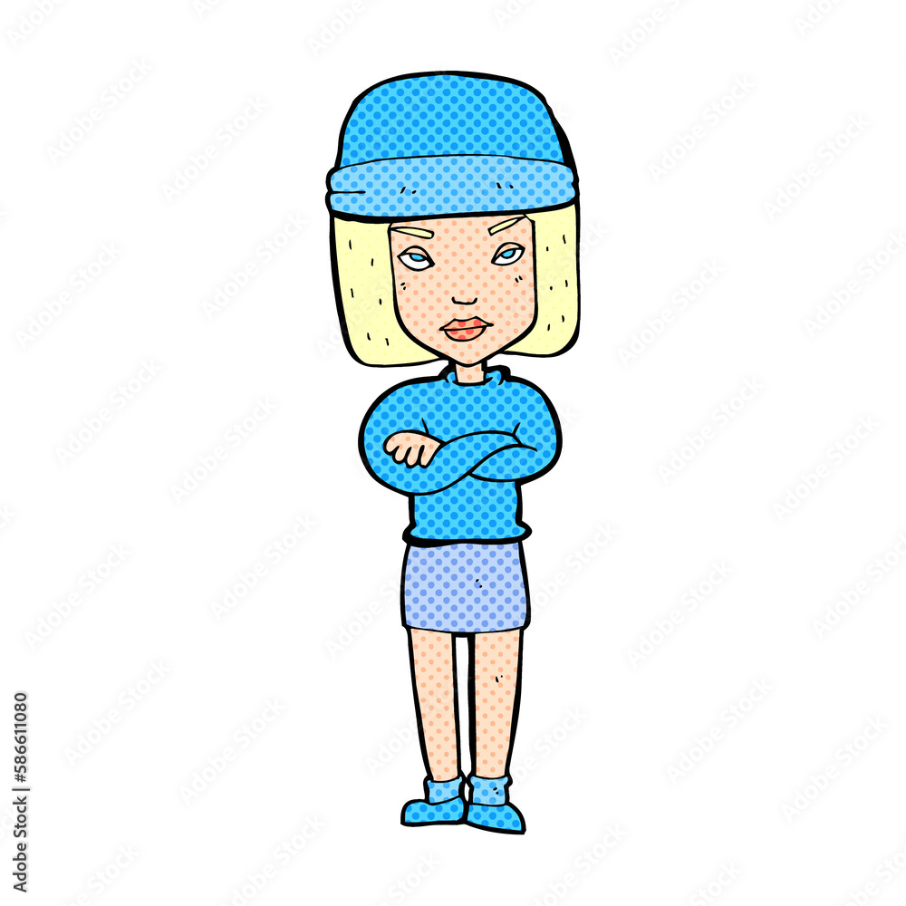 cartoon woman wearing winter hat cartoon woman wearing winter hat