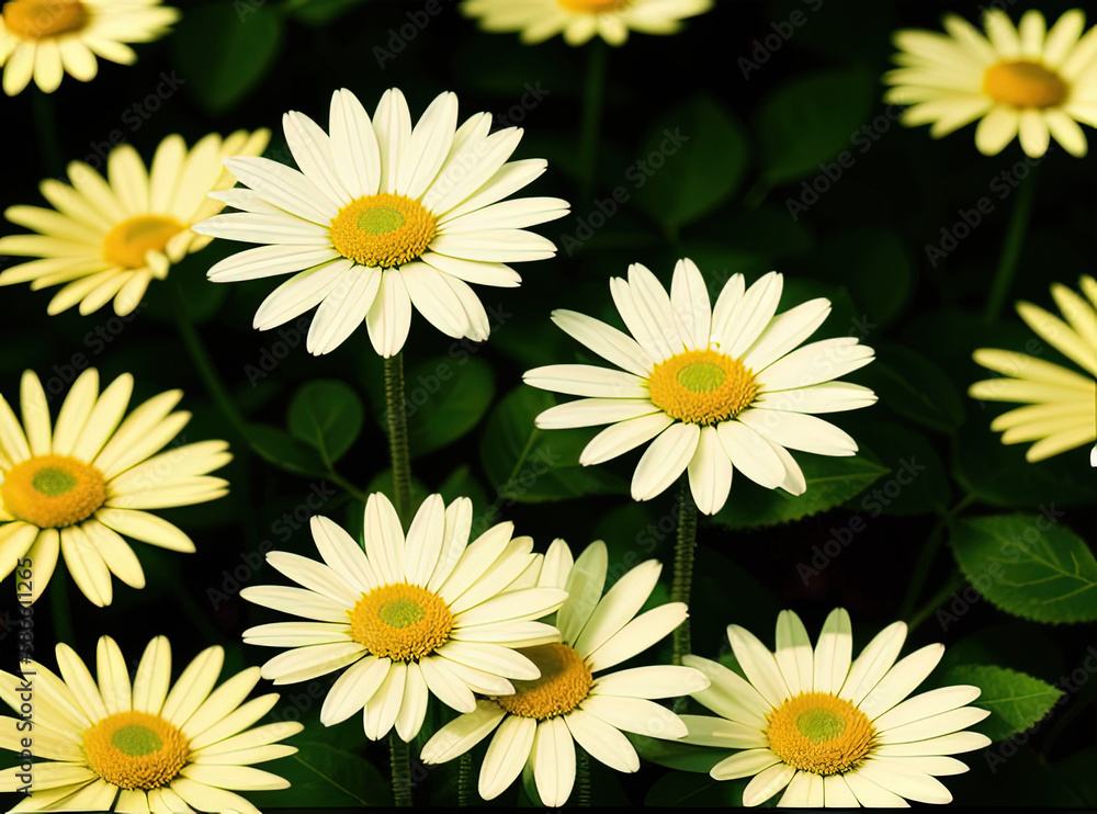 Fototapeta premium daisy flowers in a garden background