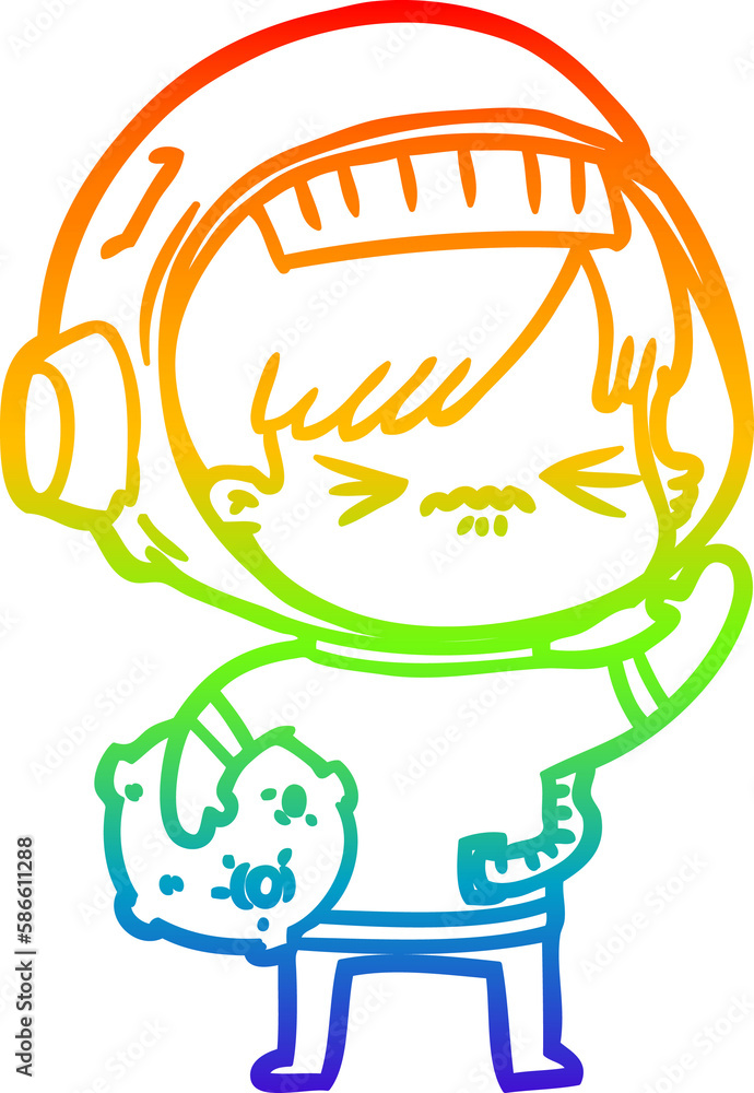 rainbow gradient line drawing angry cartoon space girl rainbow gradient line drawing angry cartoon space girl