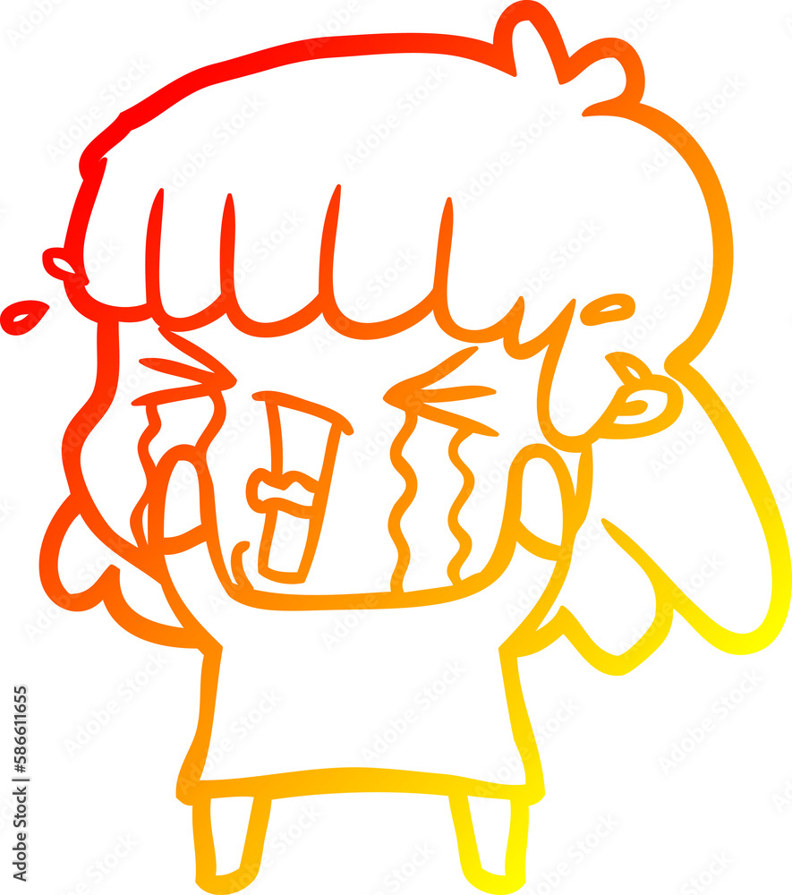 warm gradient line drawing cartoon woman in tears warm gradient line drawing cartoon woman in tears